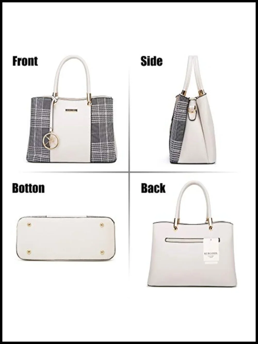 PU Leather Top Handle Satchel Shoulder Tote Bag with Crossbody Strap